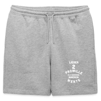 2 Promille, 0 Sorgen - Männer Premium Organic Sweatshorts - Grau meliert - Vorne - AI Model Male 178 light (178cm)