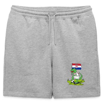 Drapeau de la Croatie Dinosaure Rex Football - Short de survêtement homme premium - gris chiné - Devant - AI Model Male 178 light (178cm)