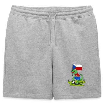 Drapeau de la République tchèque dinosaure Rex football - Short de survêtement homme premium - gris chiné - Devant - AI Model Male 178 light (178cm)