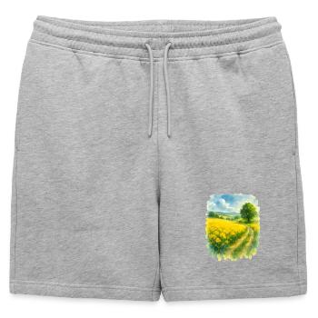 Paysage printanier avec champ de colza - Short de survêtement homme premium - gris chiné - Devant - AI Model Male 178 light (178cm)