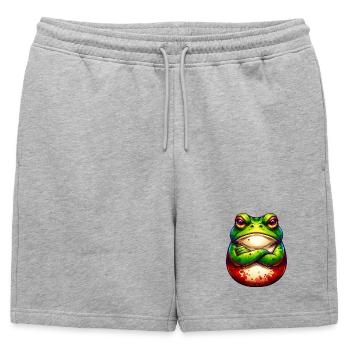 Grenouille - Bras croisés - Non - Mauvaise humeur - Short de survêtement homme premium - gris chiné - Devant - AI Model Male 178 light (178cm)