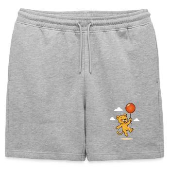 Cheerful lion with balloon soaring through the air - Mens' Premium Organic Sweatshorts - heather grey - Front - AI Model Male 178 light (178cm)