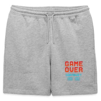 Game Over, continuer ? - Short de survêtement homme premium - gris chiné - Devant - AI Model Male 178 light (178cm)