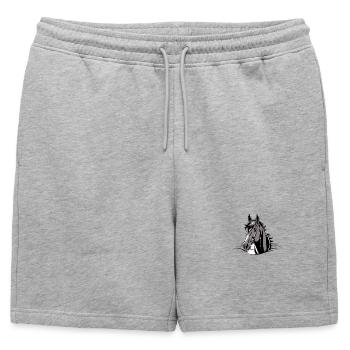 Cheval Noir Stylisé - Short de survêtement homme premium - gris chiné - Devant - AI Model Male 178 light (178cm)
