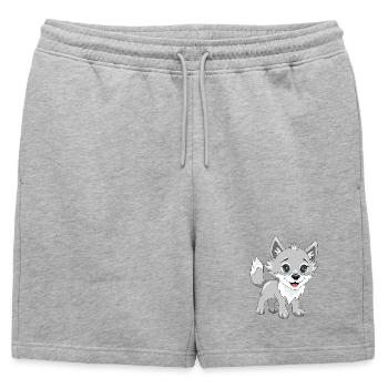 Mignon bébé loup souriant - Short de survêtement homme premium - gris chiné - Devant - AI Model Male 178 light (178cm)