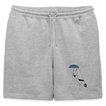Pigeon with Umbrella – Illustration minimaliste urbaine - Short de survêtement homme premium - gris chiné - Devant - AI Model Male 178 light (178cm)
