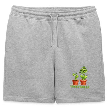 Dessin animé végétarien de plantes carnivores - Short de survêtement homme premium - gris chiné - Devant - AI Model Male 178 light (178cm)