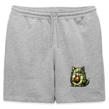 Version cubisme AvoCat - Short de survêtement homme premium - gris chiné - Devant - AI Model Male 178 light (178cm)