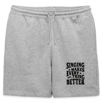 Le chant rend tout meilleur - noir - Short de survêtement homme premium - gris chiné - Devant - AI Model Male 178 light (178cm)