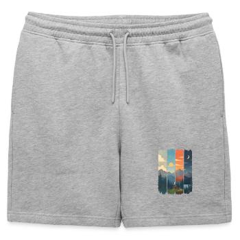 Horizons in four mountain panels - Mens' Premium Organic Sweatshorts - heather grey - Front - AI Model Male 178 light (178cm)