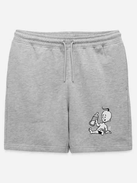 Baby with a milk bottle - Mens' Premium Organic Sweatshorts - heather grey