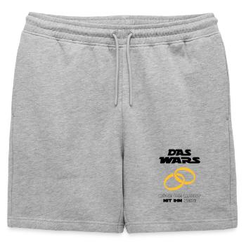 Junggesellenabschied - Möge die Macht mit ihm sein - Männer Premium Organic Sweatshorts - Grau meliert - Vorne - AI Model Male 178 light (178cm)