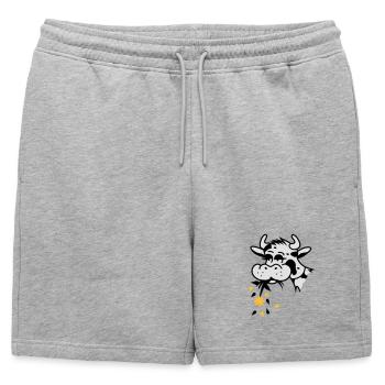 Une vache mange bouquet - Short de survêtement homme premium - gris chiné - Devant - AI Model Male 178 light (178cm)