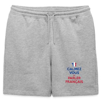 Calmez Vous et Parler Français - Short de survêtement homme premium - gris chiné - Devant - AI Model Male 178 light (178cm)