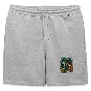 Motocross Vert Orage-Orange Splash - Short de survêtement homme premium - gris chiné - Devant - AI Model Male 178 light (178cm)
