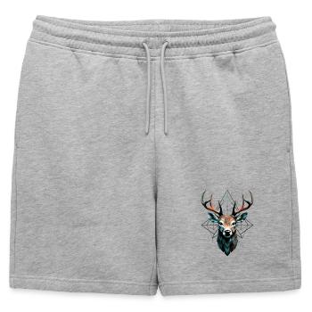 Cerf géométrique avec des motifs géométriques - Short de survêtement homme premium - gris chiné - Devant - AI Model Male 178 light (178cm)