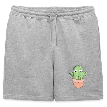 Un joli cactus souriant - Short de survêtement homme premium - gris chiné - Devant - AI Model Male 178 light (178cm)