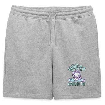 ADORABLE UNICORN YOGA FUN: YOGA NAILED IT - Mens' Premium Organic Sweatshorts - heather grey - Front - AI Model Male 178 light (178cm)