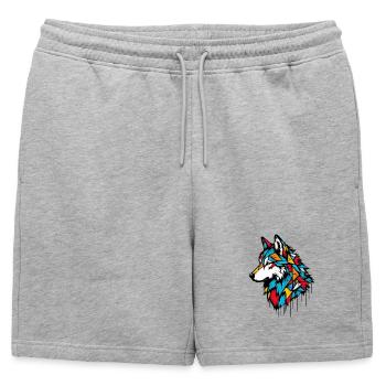 Loup - Short de survêtement homme premium - gris chiné - Devant - AI Model Male 178 light (178cm)