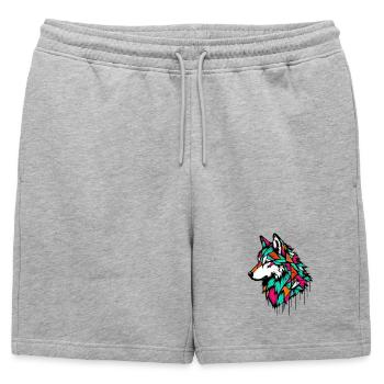 Loup - Short de survêtement homme premium - gris chiné - Devant - AI Model Male 178 light (178cm)