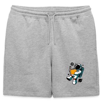 Lire astronaute : apprendre en apesanteur - Short de survêtement homme premium - gris chiné - Devant - AI Model Male 178 light (178cm)