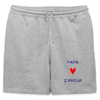 HAPPY FATHER'S DAY. DAD. FATHER'S DAY. FATHER - Mens' Premium Organic Sweatshorts - heather grey - Front - AI Model Male 178 light (178cm)