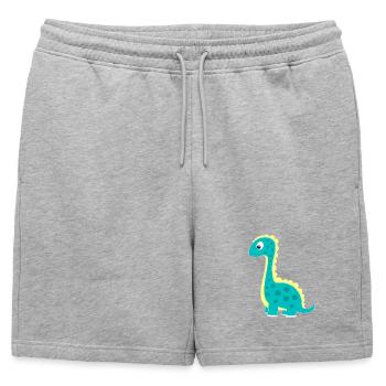 Cuddly dinosaur lucky charm - Mens' Premium Organic Sweatshorts - heather grey - Front - AI Model Male 178 light (178cm)