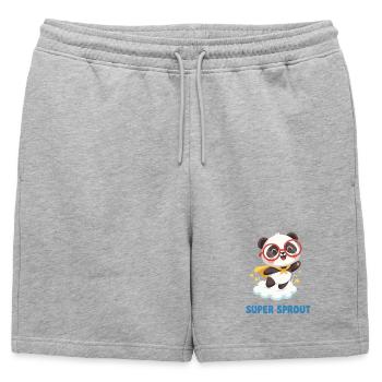 Cute Super Sprout Panda with Cap - Mens' Premium Organic Sweatshorts - heather grey - Front - AI Model Male 178 light (178cm)