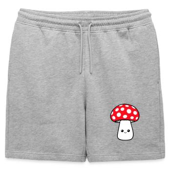 Champignon Heureux Mignon Visage Souriant Kawaii - Short de survêtement homme premium - gris chiné - Devant - AI Model Male 178 light (178cm)