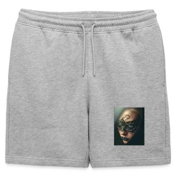 Gold Masked Enchantment Woman Black -GBC - Mens' Premium Organic Sweatshorts - heather grey - Front - AI Model Male 178 light (178cm)