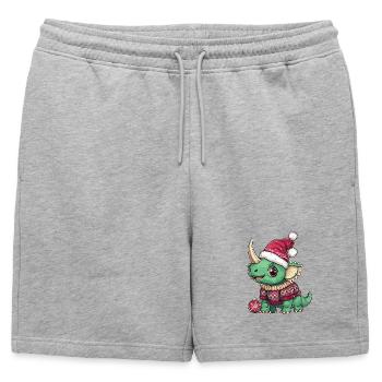 Dinosaure tricératops de Noël - Short de survêtement homme premium - gris chiné - Devant - AI Model Male 178 light (178cm)