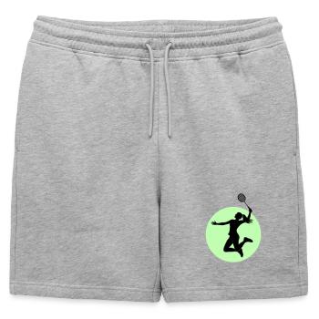 Badminton Player Silhouette – Smash Power - Mens' Premium Organic Sweatshorts - heather grey - Front - AI Model Male 178 light (178cm)