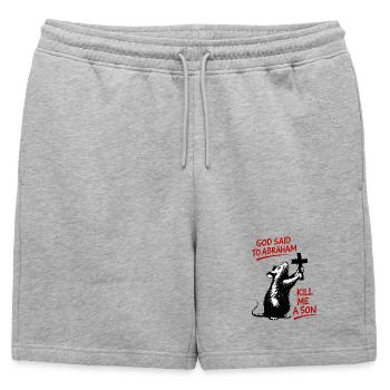 La satire biblique du rat à la croix - Short de survêtement homme premium - gris chiné - Devant - AI Model Male 178 light (178cm)