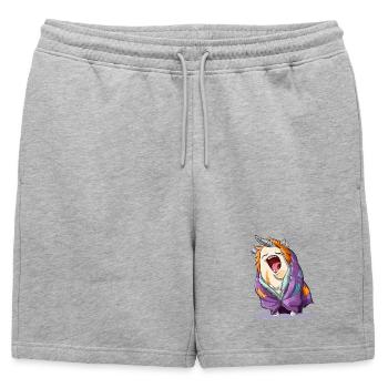 Yawning unicorn with scarf - Mens' Premium Organic Sweatshorts - heather grey - Front - AI Model Male 178 light (178cm)