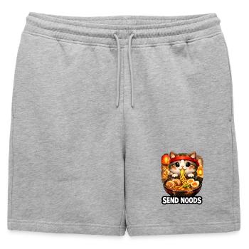 Ramen Cat Send Noods - Mens' Premium Organic Sweatshorts - heather grey - Front - AI Model Male 178 light (178cm)