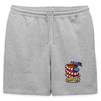 Ils mentent ! Serpent politique - Short de survêtement homme premium - gris chiné - Devant - AI Model Male 178 light (178cm)