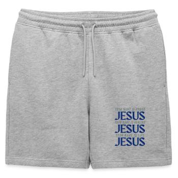 JESUS POWER HEALING LIFE - Mens' Premium Organic Sweatshorts - heather grey - Front - AI Model Male 178 light (178cm)
