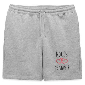 Noces de Saphir 16 ans de mariage - Short de survêtement homme premium - gris chiné - Devant - AI Model Male 178 light (178cm)