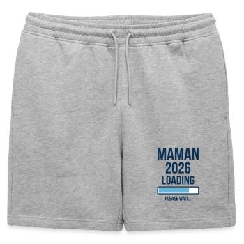 Maman 2026 Loading Annonce Grossesse - Short de survêtement homme premium - gris chiné - Devant - AI Model Male 178 light (178cm)
