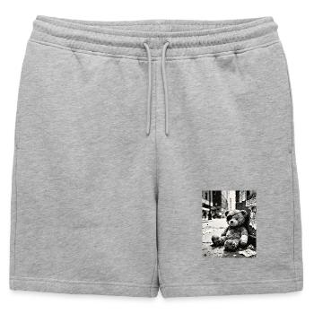 Ours en peluche Urban Noir en ruines - Short de survêtement homme premium - gris chiné - Devant - AI Model Male 178 light (178cm)