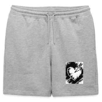 Cœur noir et blanc avec flèche - Short de survêtement homme premium - gris chiné - Devant - AI Model Male 178 light (178cm)
