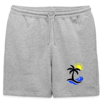 Océan Palm Tree Beach - Short de survêtement homme premium - gris chiné - Devant - AI Model Male 178 light (178cm)