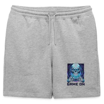 ON PEUT CONTINUER LE JEU - Cyber Skull Gamer | Conception du jeu néon - Short de survêtement homme premium - gris chiné - Devant - AI Model Male 178 light (178cm)