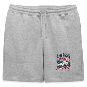 Instrument: Harmonica, Country Music, Harmonica - Mens' Premium Organic Sweatshorts - heather grey - Front - AI Model Male 178 light (178cm)