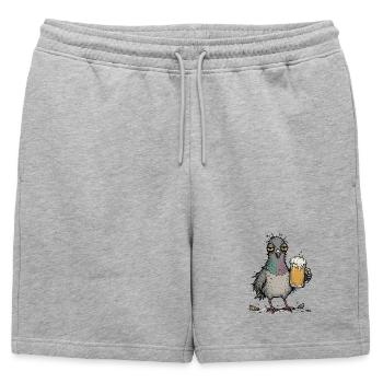 Beer pigeon, beer lover, beer-drinking, - Mens' Premium Organic Sweatshorts - heather grey - Front - AI Model Male 178 light (178cm)