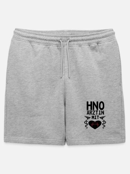 HNO Ärztin mit Herz Geschenk - Männer Premium Organic Sweatshorts - Grau meliert