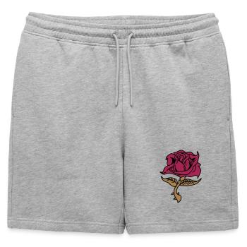 Rose (fleur) - Short de survêtement homme premium - gris chiné - Devant - AI Model Male 178 light (178cm)