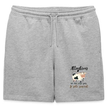 Attention ne me colle pas je pète souvent - Short de survêtement homme premium - gris chiné - Devant - AI Model Male 178 light (178cm)