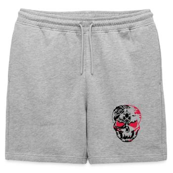 Masque de crâne fait d'ornements - Short de survêtement homme premium - gris chiné - Devant - AI Model Male 178 light (178cm)