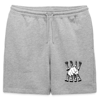 Krav Maga Schlag - Männer Premium Organic Sweatshorts - Grau meliert - Vorne - AI Model Male 178 light (178cm)